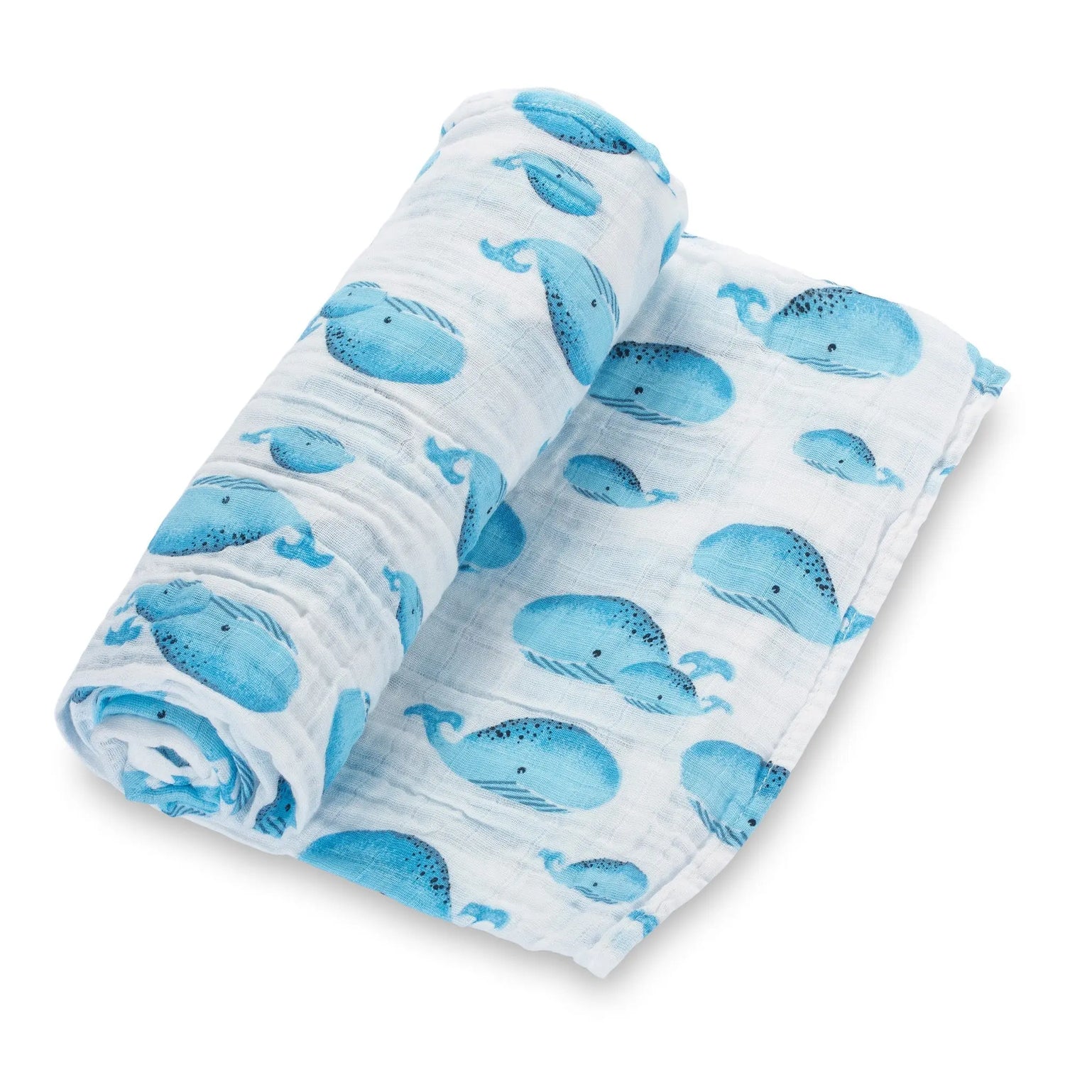 LollyBanks Whale, Whale, Whale Baby Muslin Swaddle Blanket - 