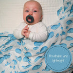 LollyBanks Whale, Whale, Whale Baby Muslin Swaddle Blanket - 