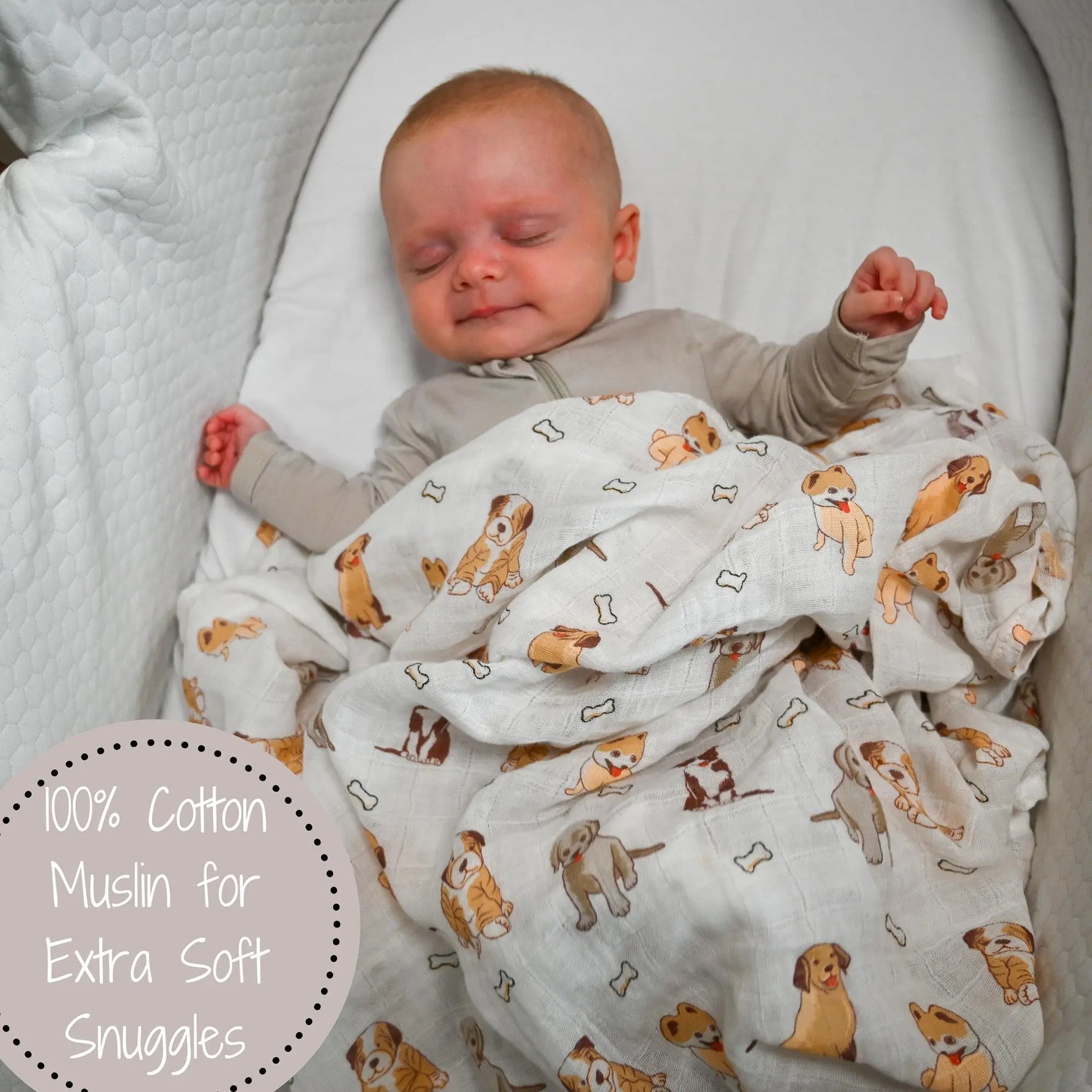 LollyBanks Woof Woof Baby Muslin Swaddle Blanket - 