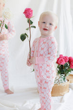 Bamboo Zipper One Piece Pajama - Beautiful Bows by LollyBanks