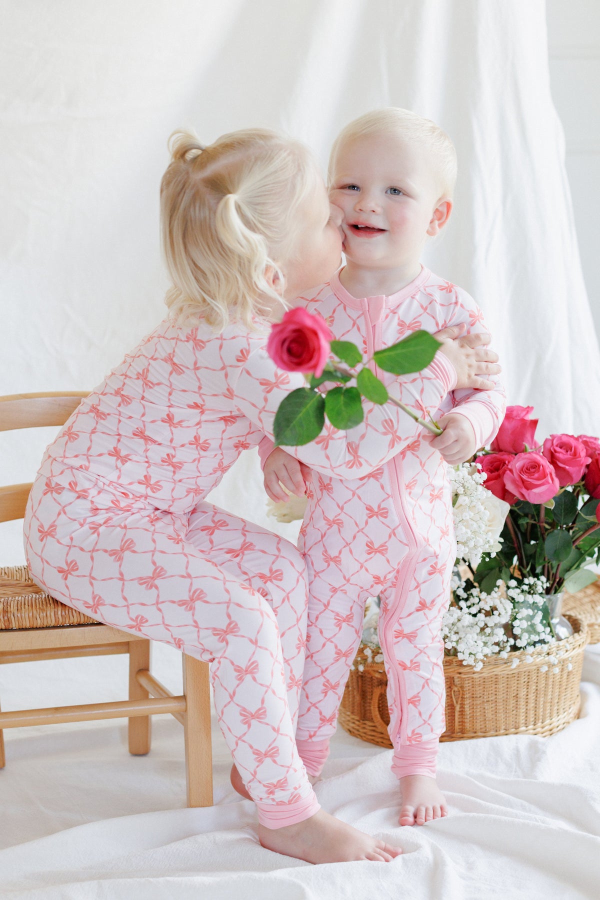 Bamboo Zipper One Piece Pajama - Beautiful Bows by LollyBanks