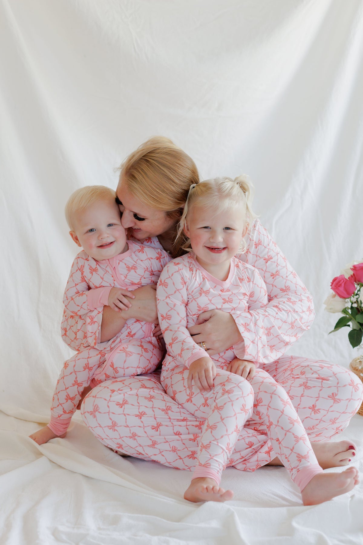 Bamboo Zipper One Piece Pajama - Beautiful Bows by LollyBanks