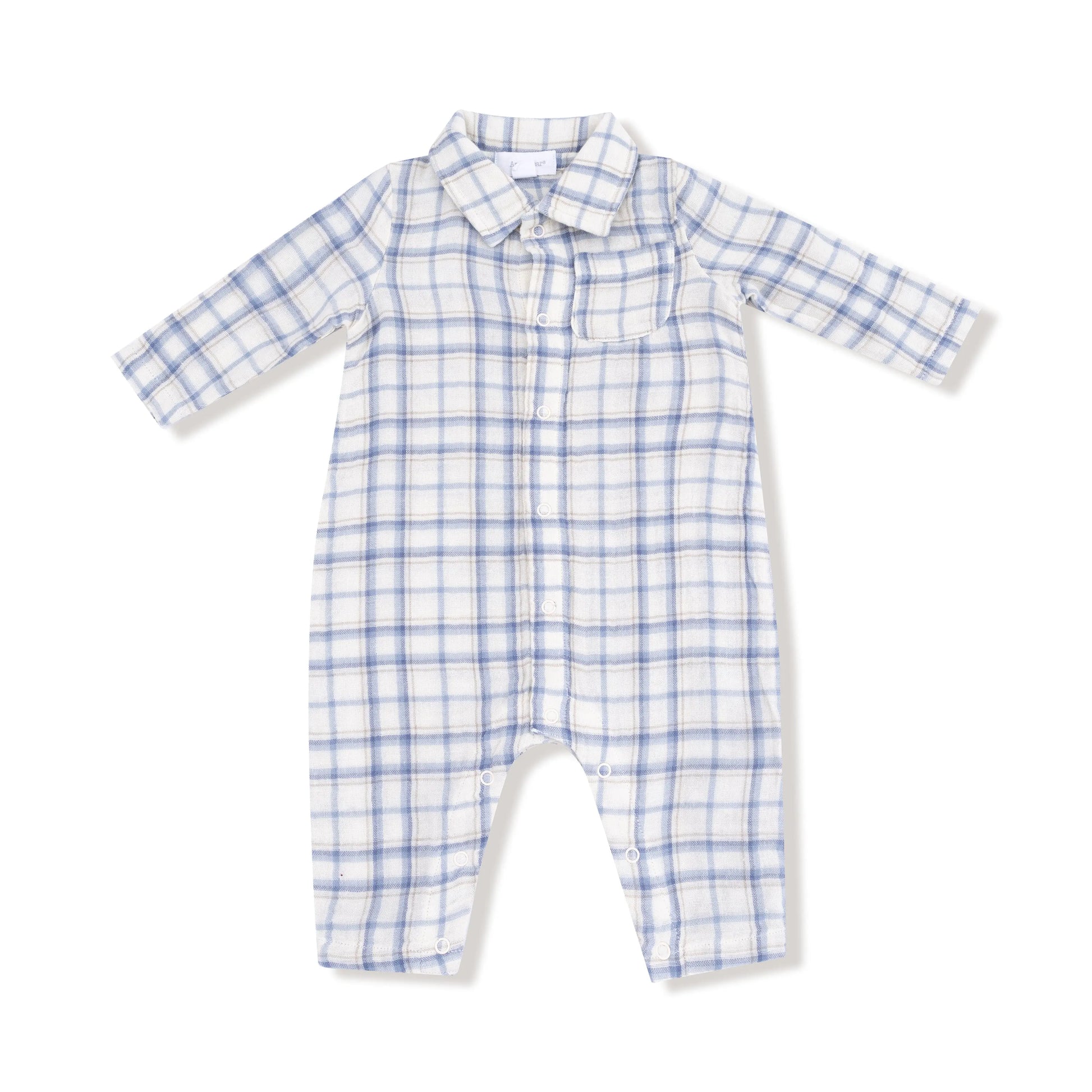 Long Sleeve Polo Romper Organic Cotton With Full Placket Angel Dear Everetts Place: Online Boutique