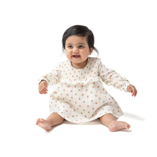 Long Sleeve Smocked Ruffle Bubble Skirt Organic Cotton Angel Dear Everetts Place: Online Boutique