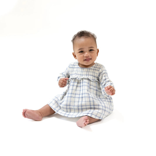 Long Sleeve Smocked Ruffle Bubble With Skirt Organic Cotton Angel Dear Everetts Place: Online Boutique