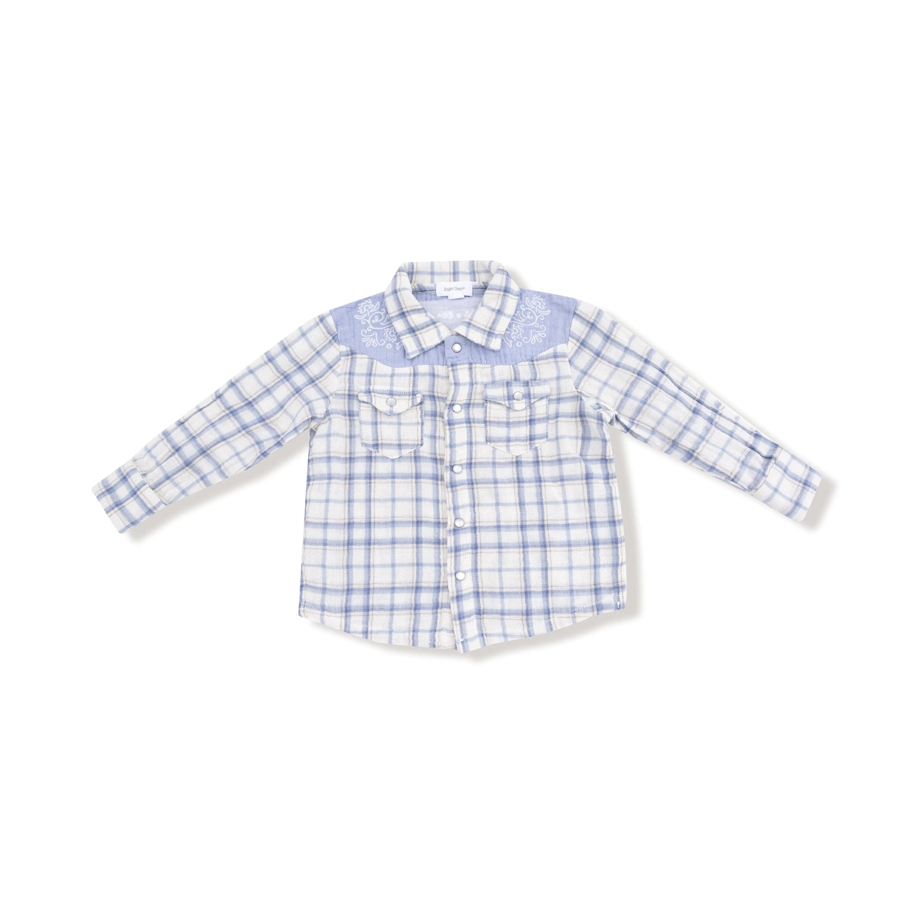 Angel Dear Long Sleeve Western Pearl Snap Shirt Organic Cotton Kids - Apparel & Accessories > Clothing > Baby & Toddler Clothing > Baby & Toddler Tops 915A