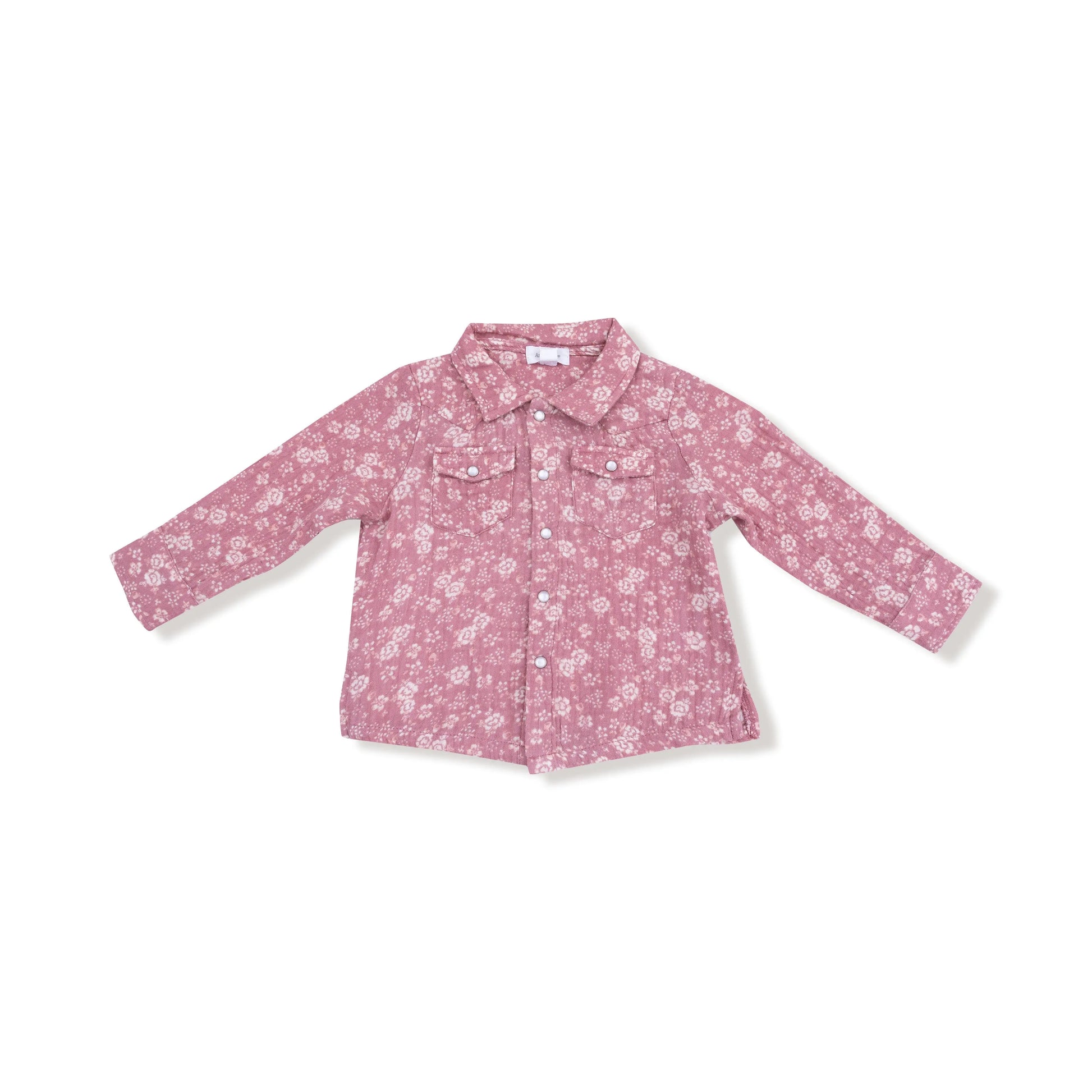 Long Sleeve Western Pearl Snap Shirt Organic Cotton Muslin Angel Dear Everetts Place: Online Boutique
