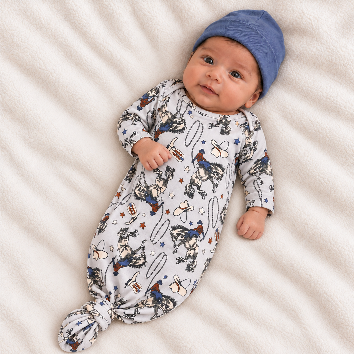 Bamboo Gown, Western Cowboy Rodeo Print, Newborn by Tesa Babe