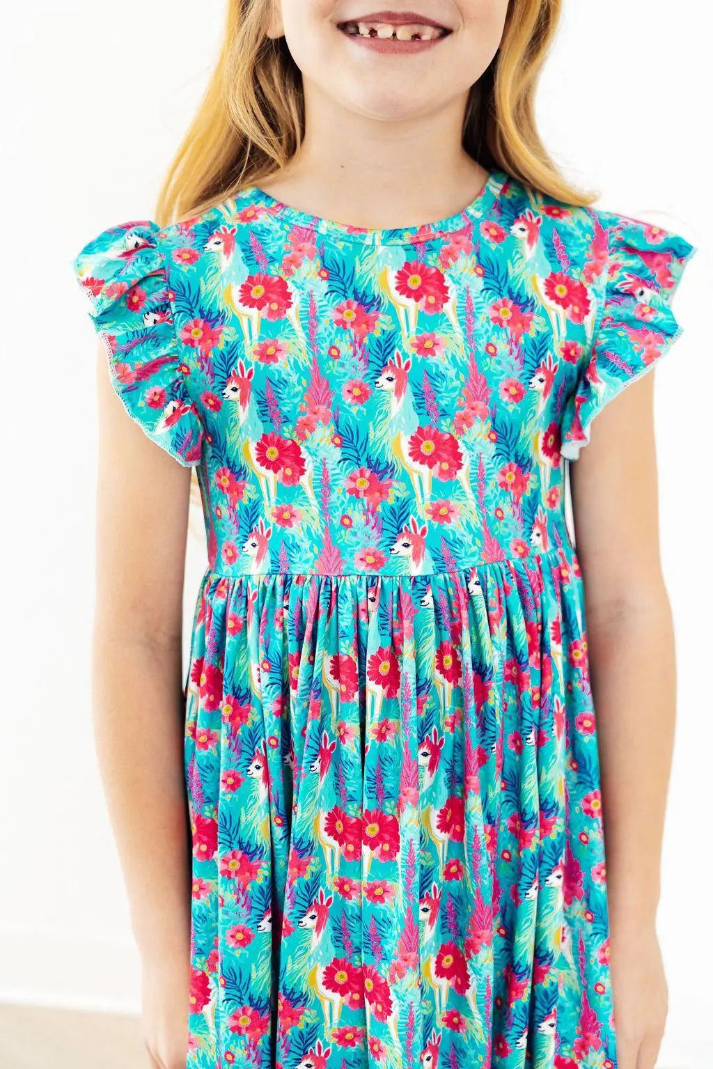 Mila & Rose ® Lovely Llamas Flutter Sleeve Twirl Dress - 