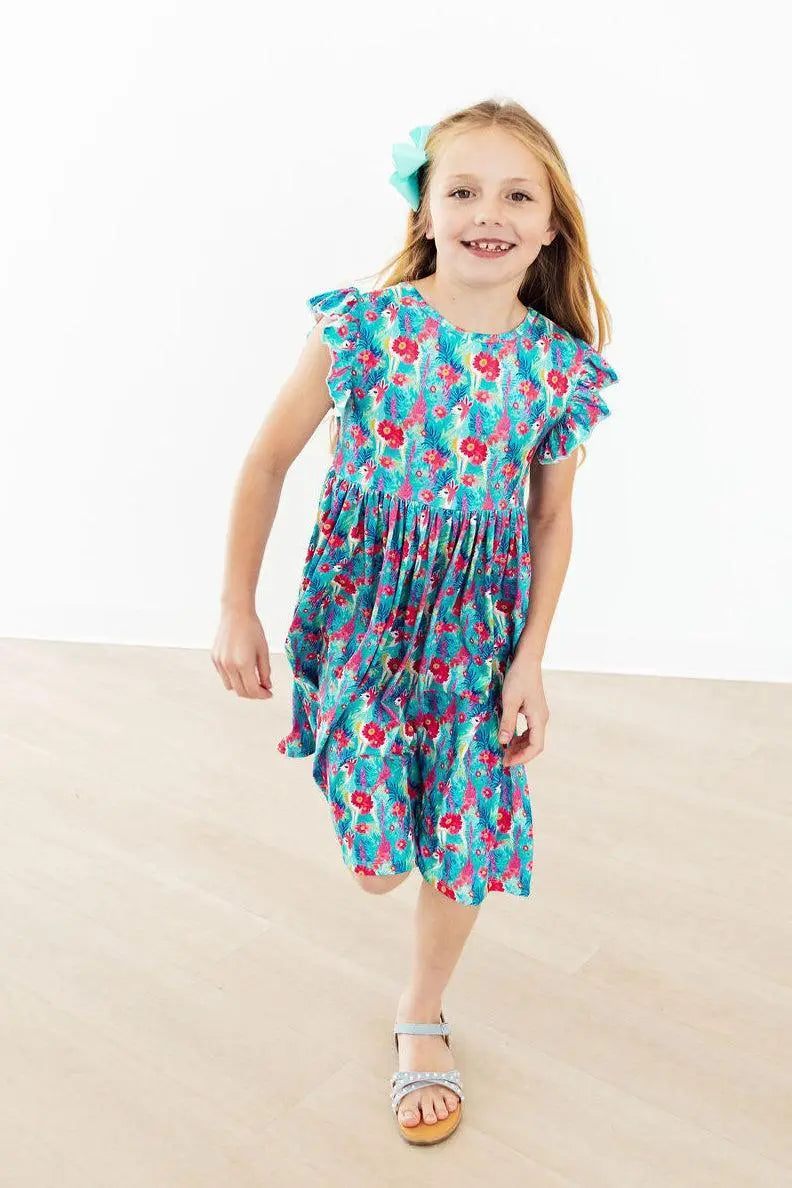 Mila & Rose ® Lovely Llamas Flutter Sleeve Twirl Dress - 