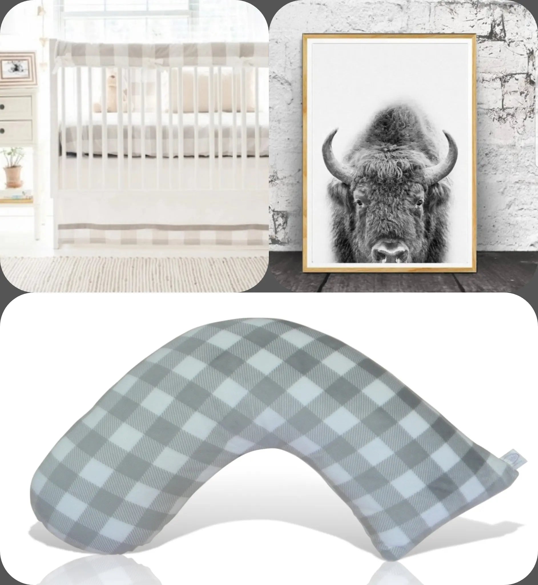 Luna Lullaby Luna Lullaby Nursing Pillow Grey And White Buffalo Check - Baby & Toddler > Nursing & Feeding > Nursing Pillows Luna Lullaby Nursing Pillow