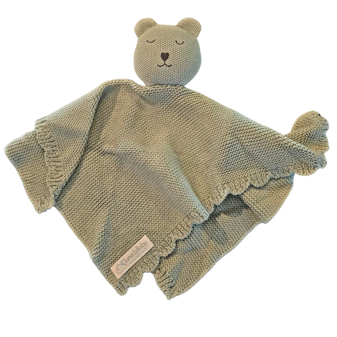 Luna Lullaby Snuggle Lovie Bunny Bear Light Olive Baby - Everetts Place: Online Boutique