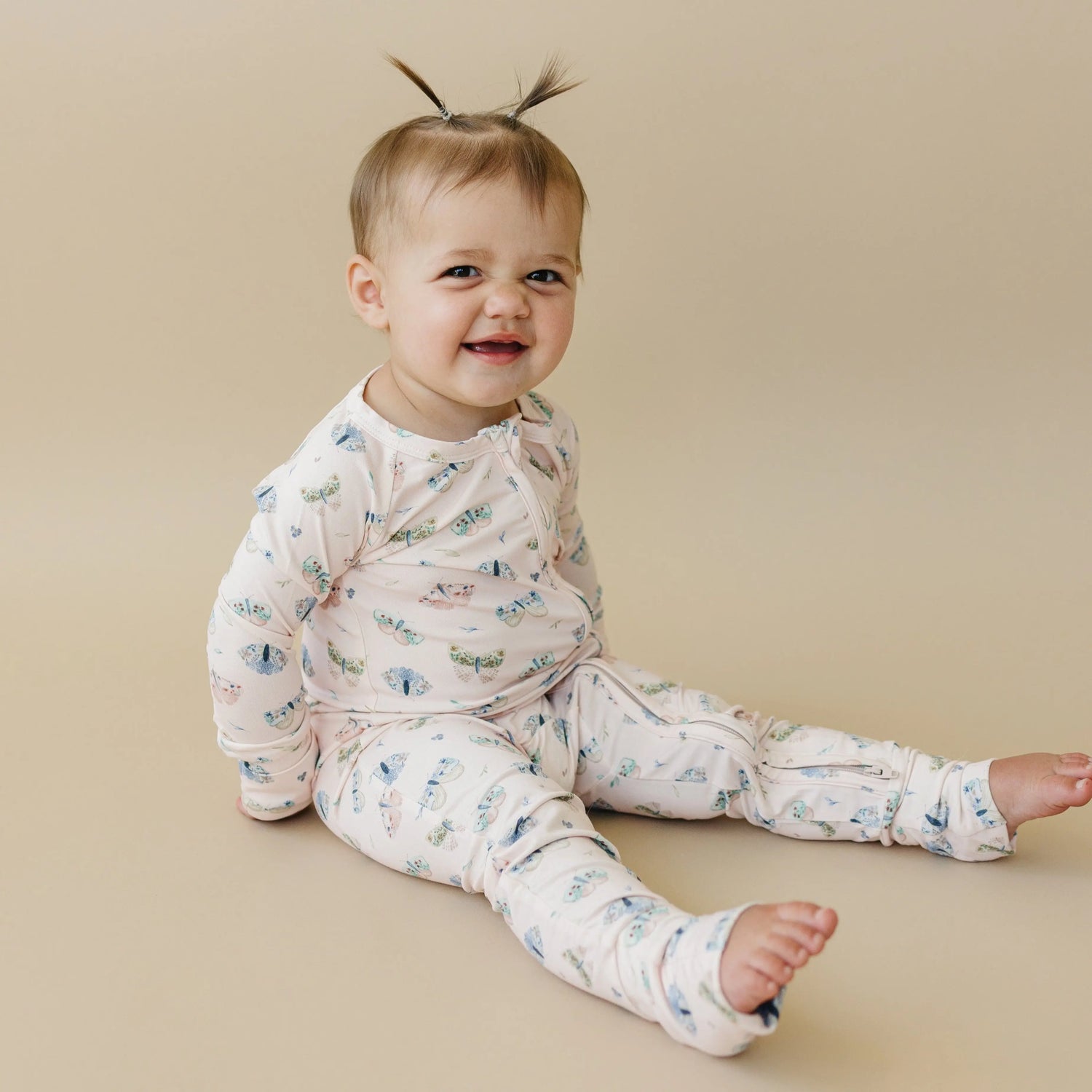 Little Joy Co. Luna Moths Bamboo Zippy Romper Footed for Babies All Sizes - Apparel & Accessories > Clothing > Baby & Toddler Clothing > Baby & Toddler Sleepwear