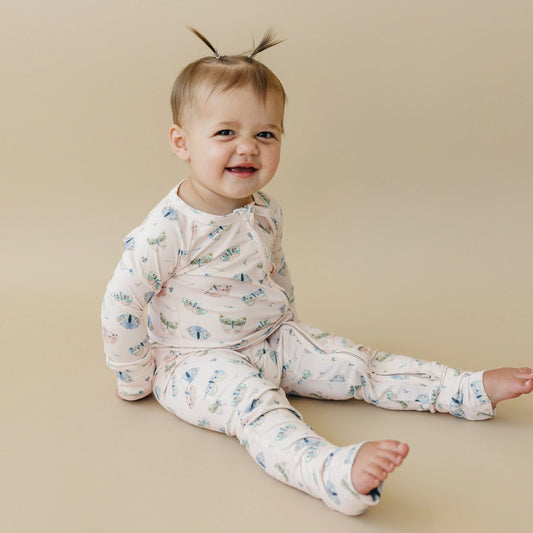 Little Joy Co. Luna Moths Bamboo Zippy Romper Footed for Babies All Sizes - Apparel & Accessories > Clothing > Baby & Toddler Clothing > Baby & Toddler Sleepwear
