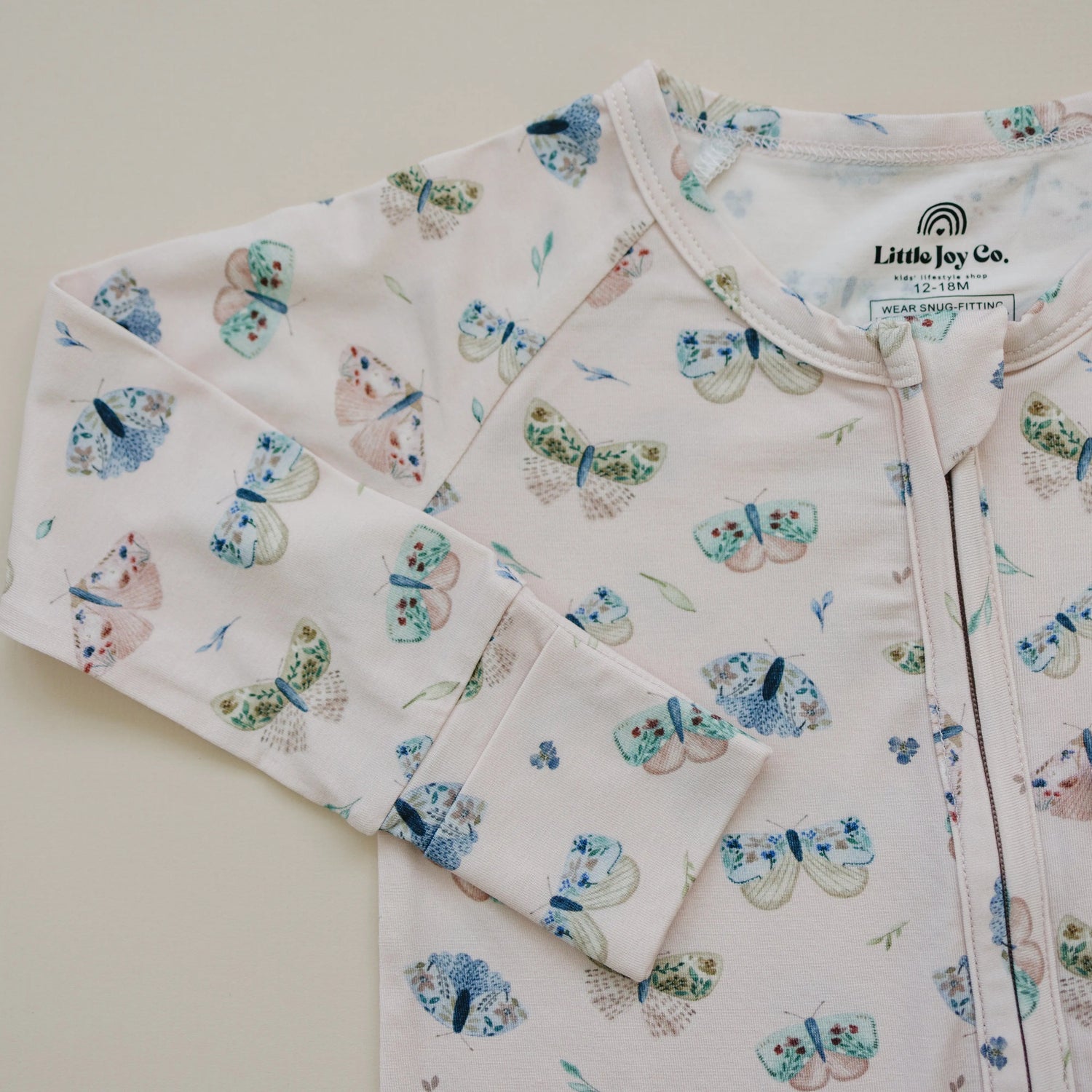 Little Joy Co. Luna Moths Bamboo Zippy Romper Footed for Babies All Sizes - Apparel & Accessories > Clothing > Baby & Toddler Clothing > Baby & Toddler Sleepwear