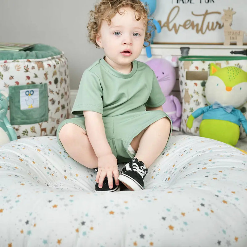 Lunar Gray Floor Cushion Goosewaddle® | Newborn Baby Blankets Toys Teethers Bibs & More