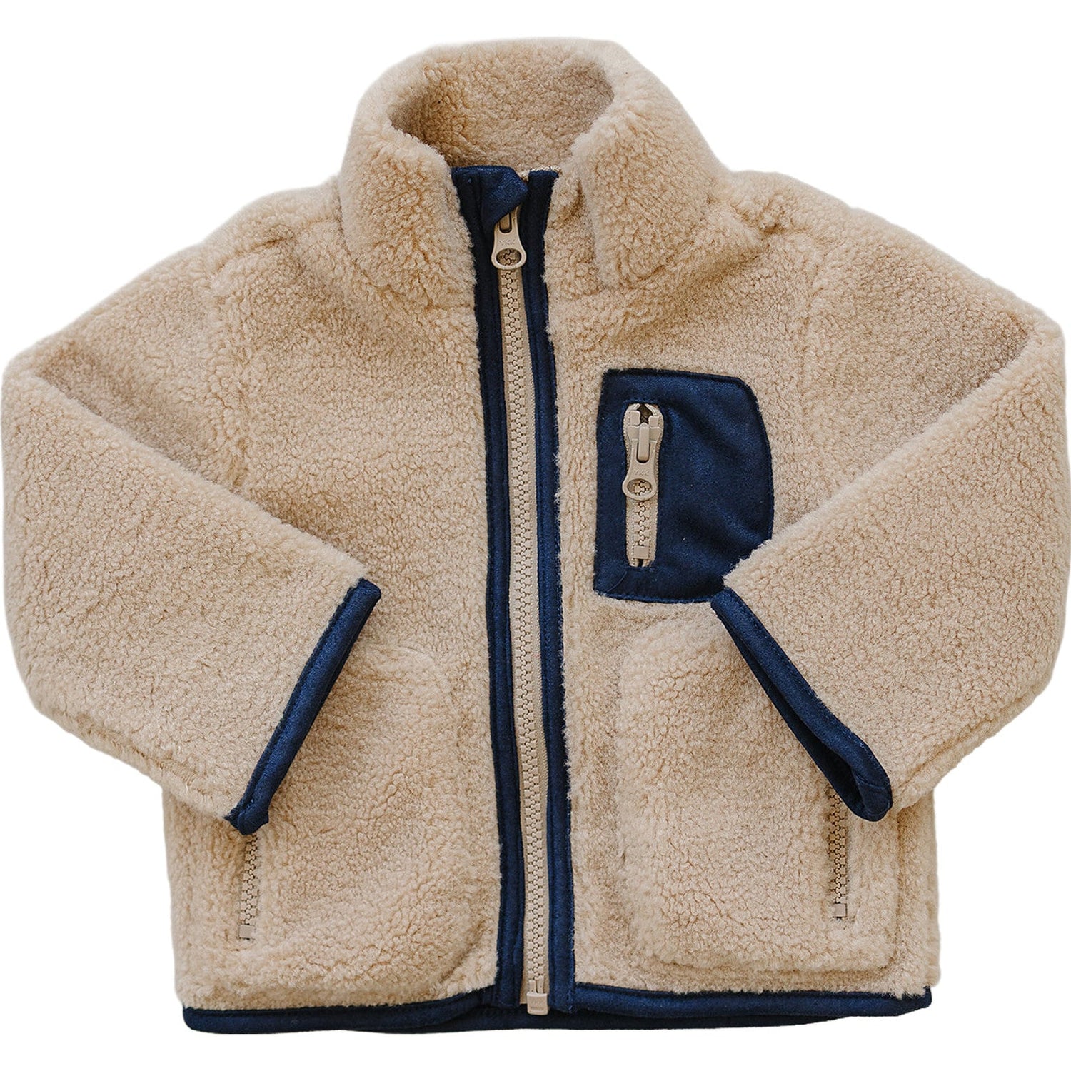 Sherpa zip-up jacket with full front zipper and front pockets