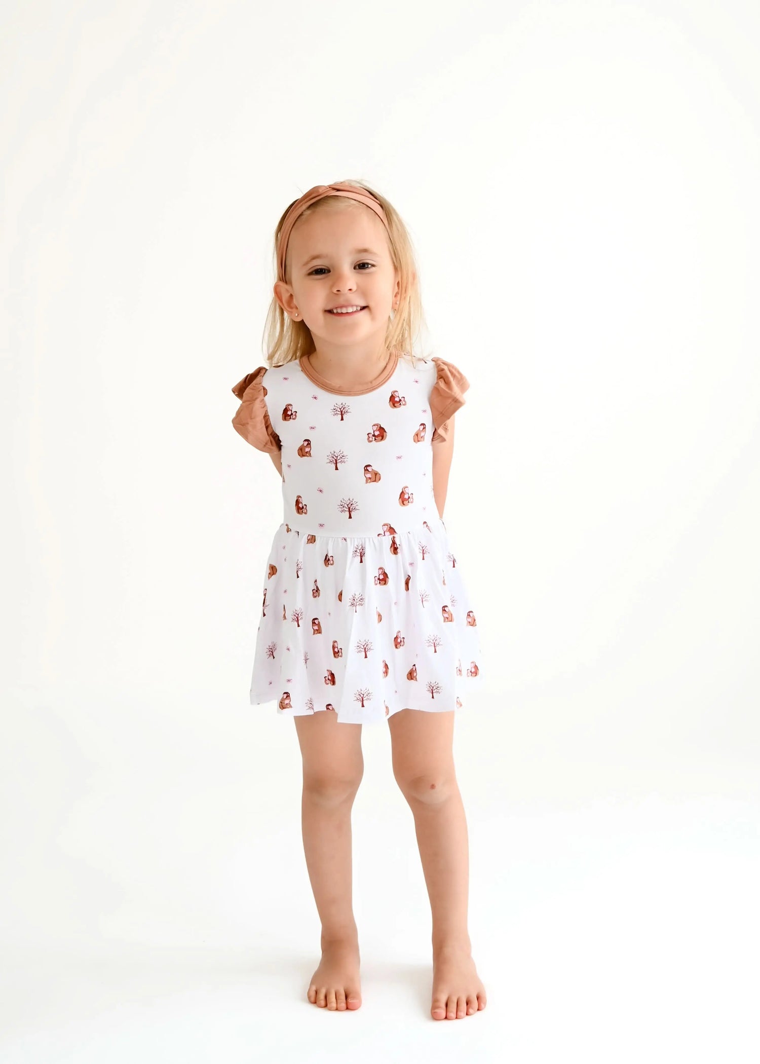 Bubble Baby Macaque | Flutter Bodysuit Dress - 