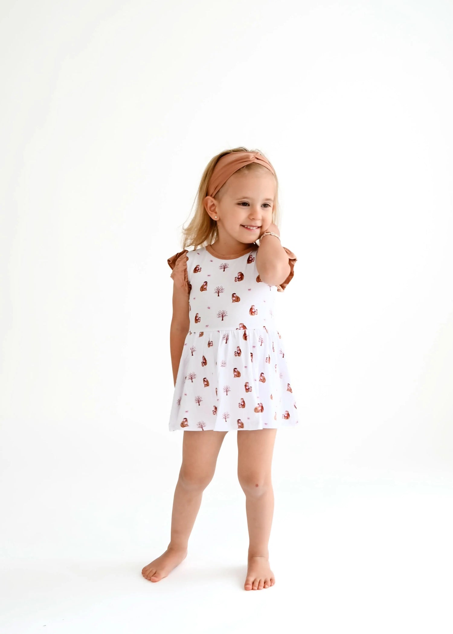 Bubble Baby Macaque | Flutter Bodysuit Dress - 