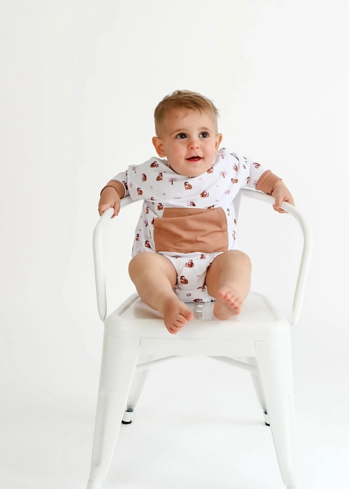 Bubble Baby Macaque | Long Sleeve Bubble Romper - 