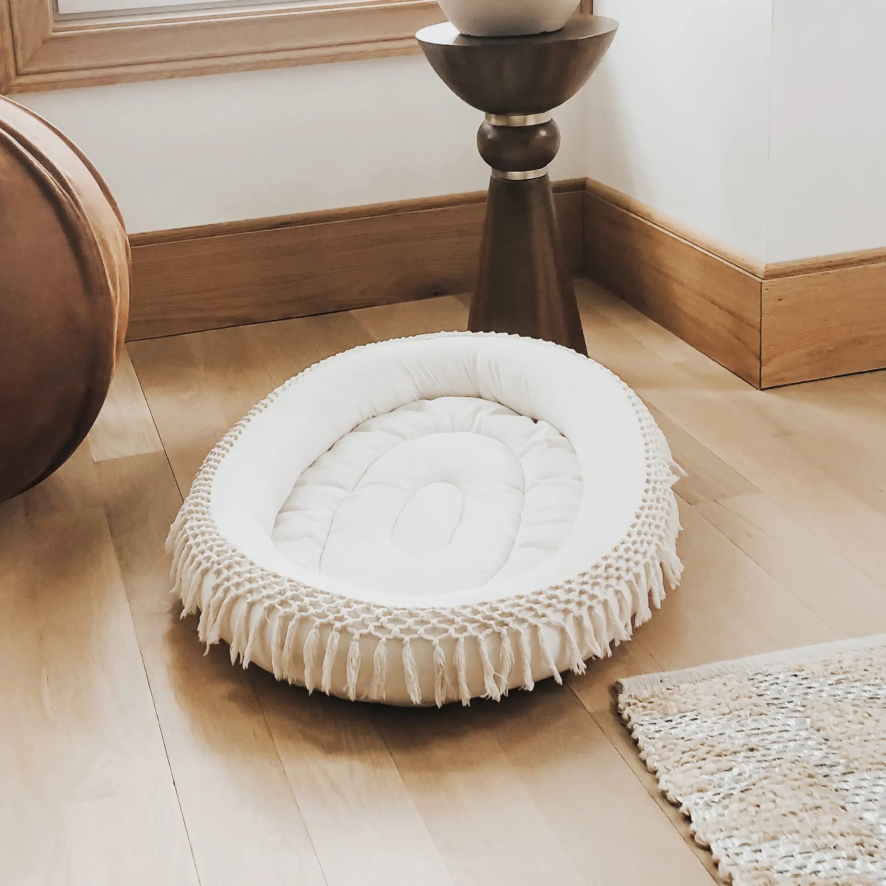 Finn + Emma Macrame Oval Play Mat & Love Mom Bodysuit Bundle - 