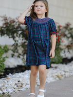 Christmas Girls Plaid Smocked Dres Puff Sleeves by Rylee Faith Designs