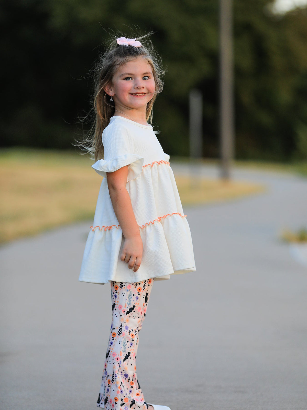 Halloween Black Cat Girls Bell Bottom Pant Set by Rylee Faith Designs