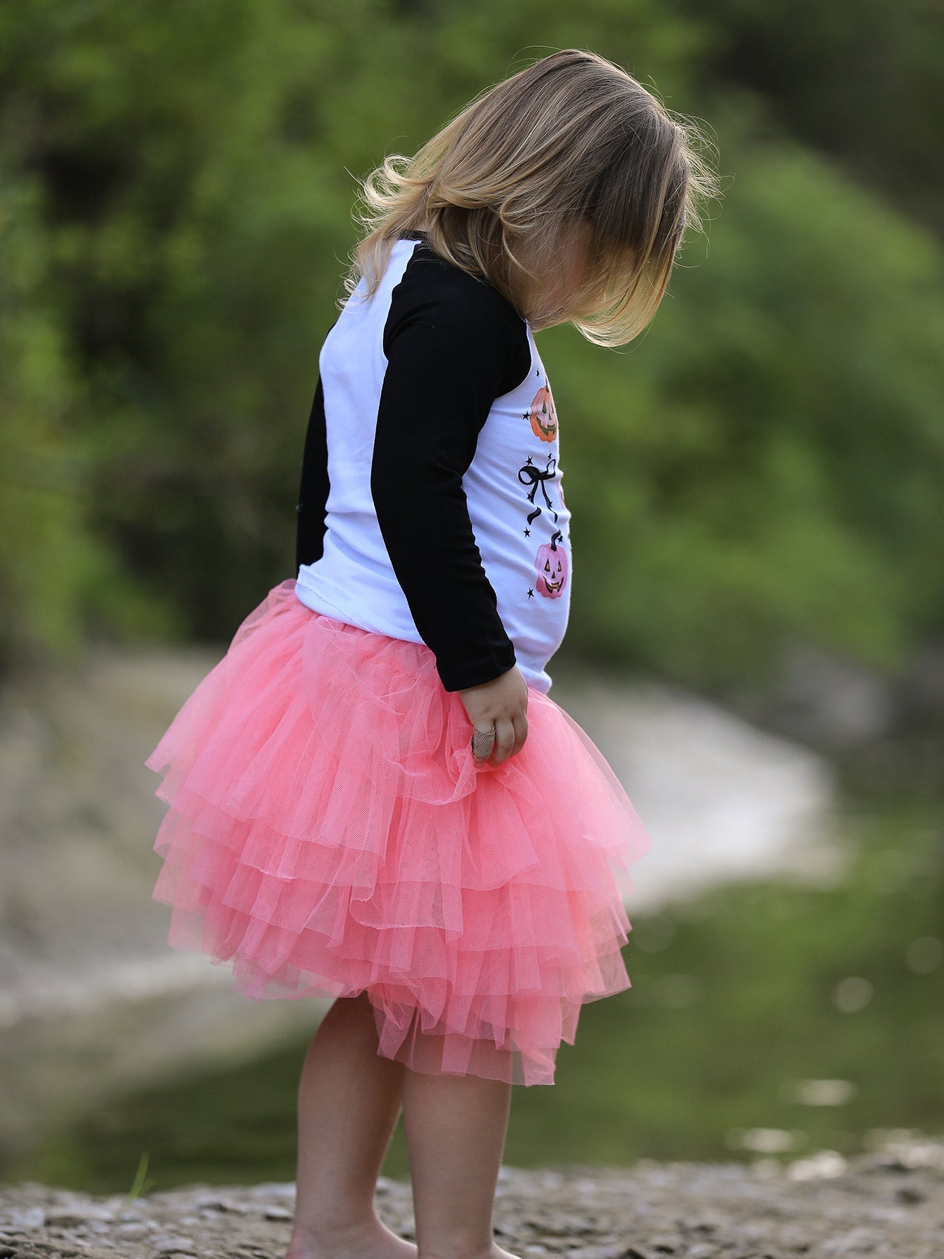 Rylee Faith Designs Halloween Printed Kids Top and Pink Gauze Skirt Set - Apparel & Accessories > Clothing > Baby & Toddler Clothing > Baby & Toddler Outfits Outfit