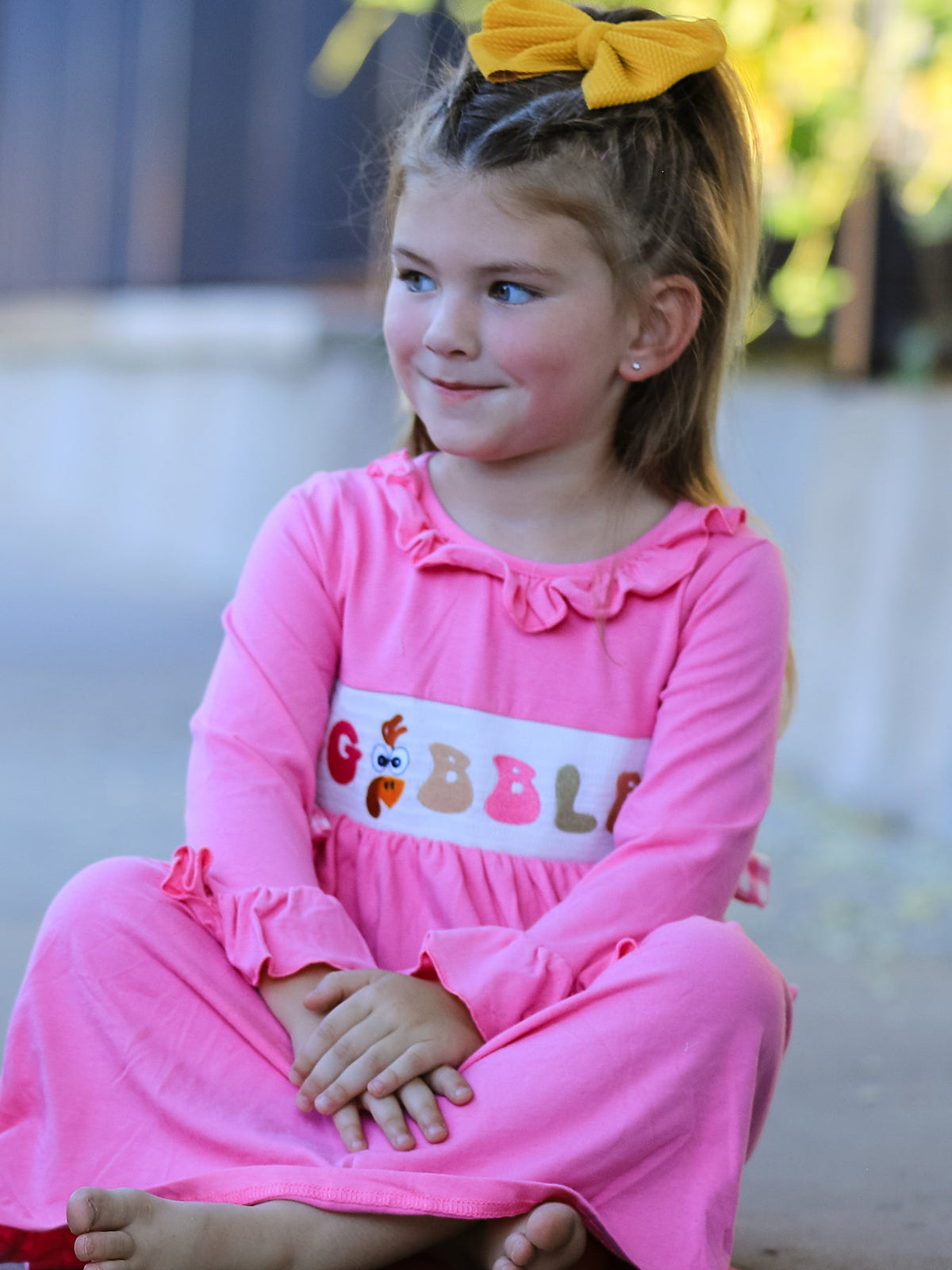 Fall Thanksgiving& Halloween "GOBBLE" Smock Embroidery Baby Girl Dress by Rylee Faith Designs