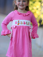 Fall Thanksgiving& Halloween "GOBBLE" Smock Embroidery Baby Girl Dress by Rylee Faith Designs
