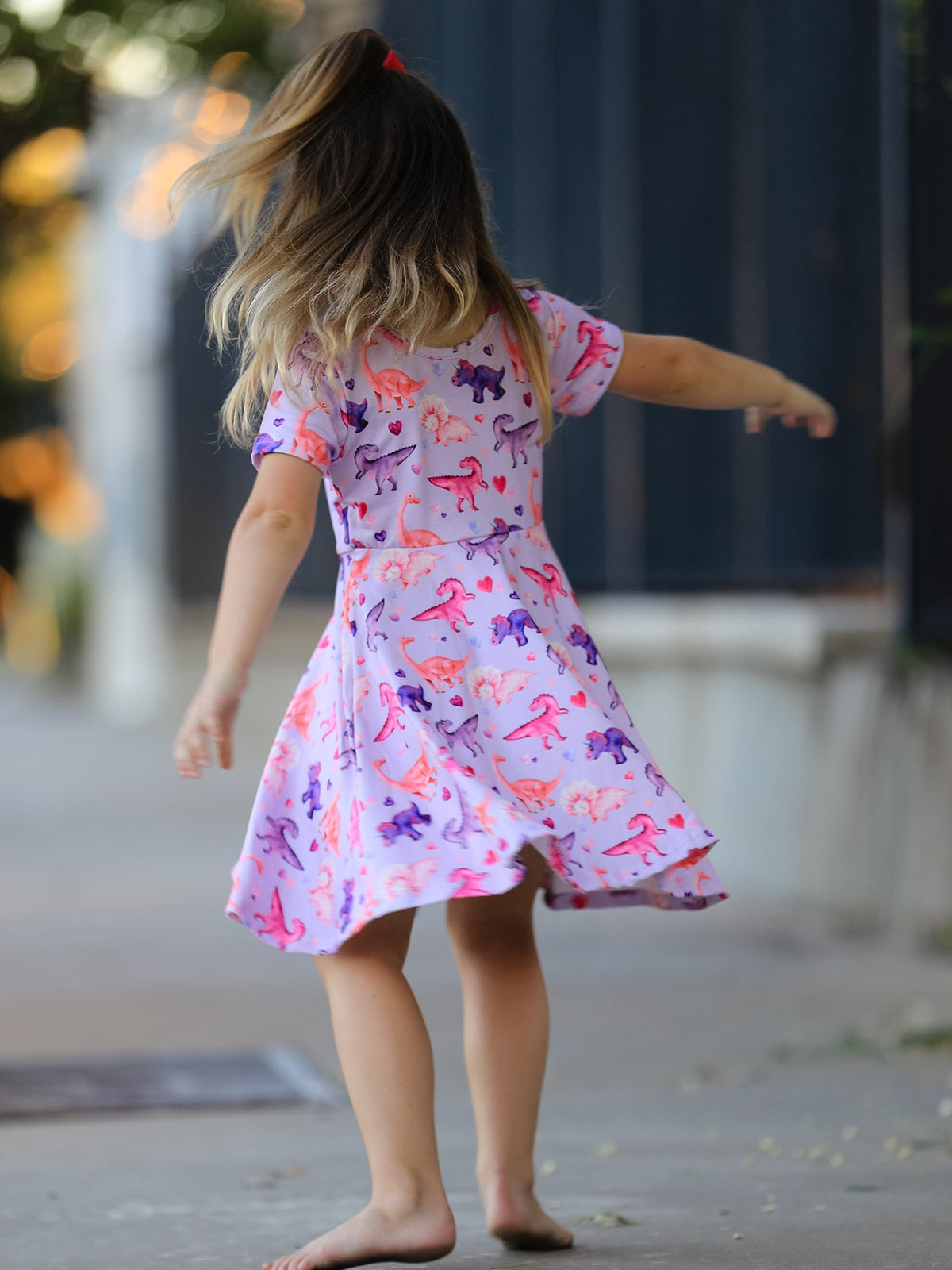 Polyester Spandex Twirl Dress - Dinosaur Hearts by Rylee Faith Designs