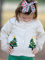 Christmas Tree Knit Cardigan Kids Holiday Sweater Button Front by Rylee Faith Designs