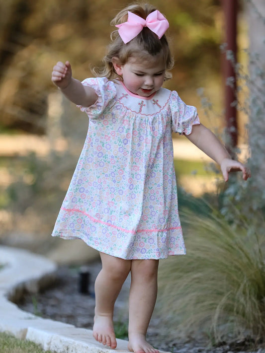 Spring Summer Cross Smocking Embroidery Colorful Dress Rylee Faith Designs