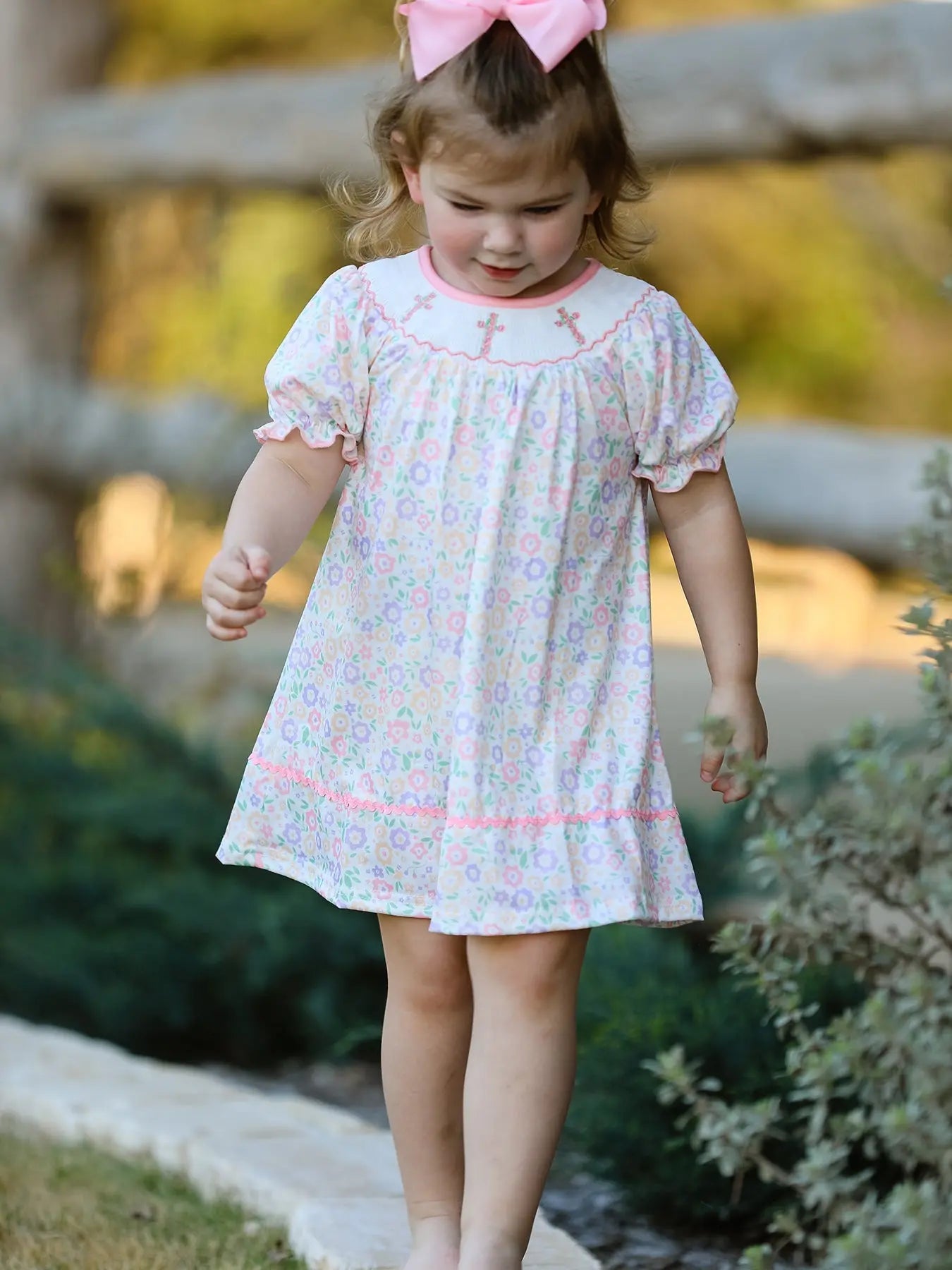 Spring Summer Cross Smocking Embroidery Colorful Dress Rylee Faith Designs