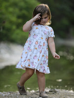 Halloween Pumpkin Ghost Print Cute Girls Dress by Rylee Faith Designs