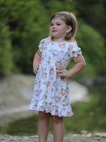 Halloween Pumpkin Ghost Print Cute Girls Dress by Rylee Faith Designs