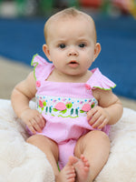 Turtle Girls Romper Pink Stripe Ruffle Strap Smocked - Baby & Toddler Clothing, Skin, Pink, Facial expression, Child | Everetts Place