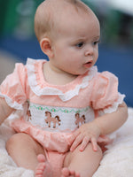 Western Horse Embroidery Girls Romper Lace Petals Collar Puff Sleeve - Baby & Toddler Clothing, Skin, Pink, Child, Infant | Everetts Place