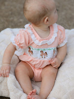 Western Horse Embroidery Girls Romper Lace Petals Collar Puff Sleeve by Rylee Faith Designs at Everetts Place
