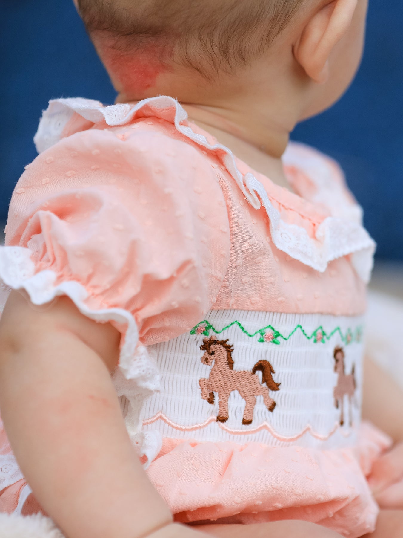 Western Horse Embroidery Girls Romper Lace Petals Collar Puff Sleeve by Rylee Faith Designs at Everetts Place