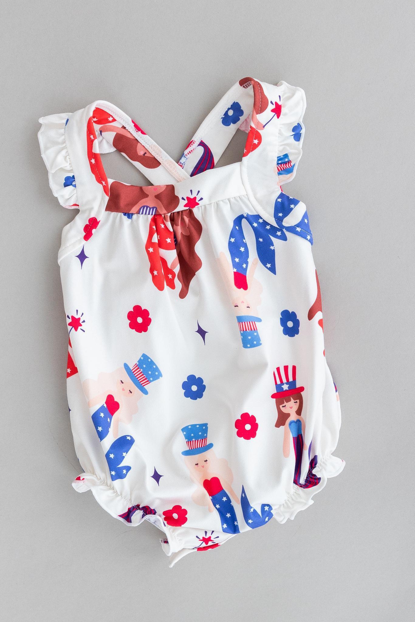 Made In USA Ruffle Cross Back Romper For Girls Summer Mila & Rose ® Everetts Place: Online Boutique