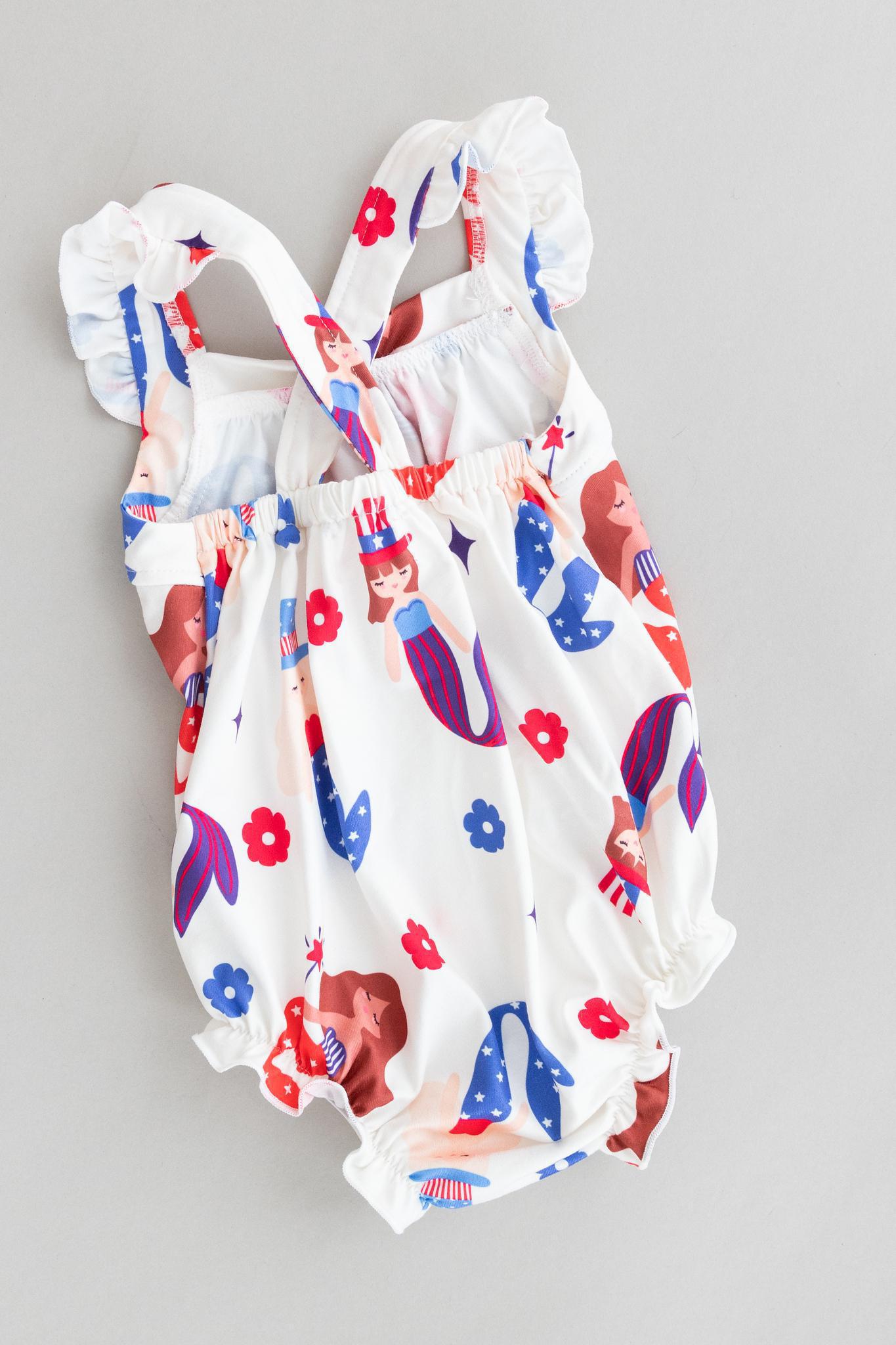 Made In USA Ruffle Cross Back Romper For Girls Summer Mila & Rose ® Everetts Place: Online Boutique