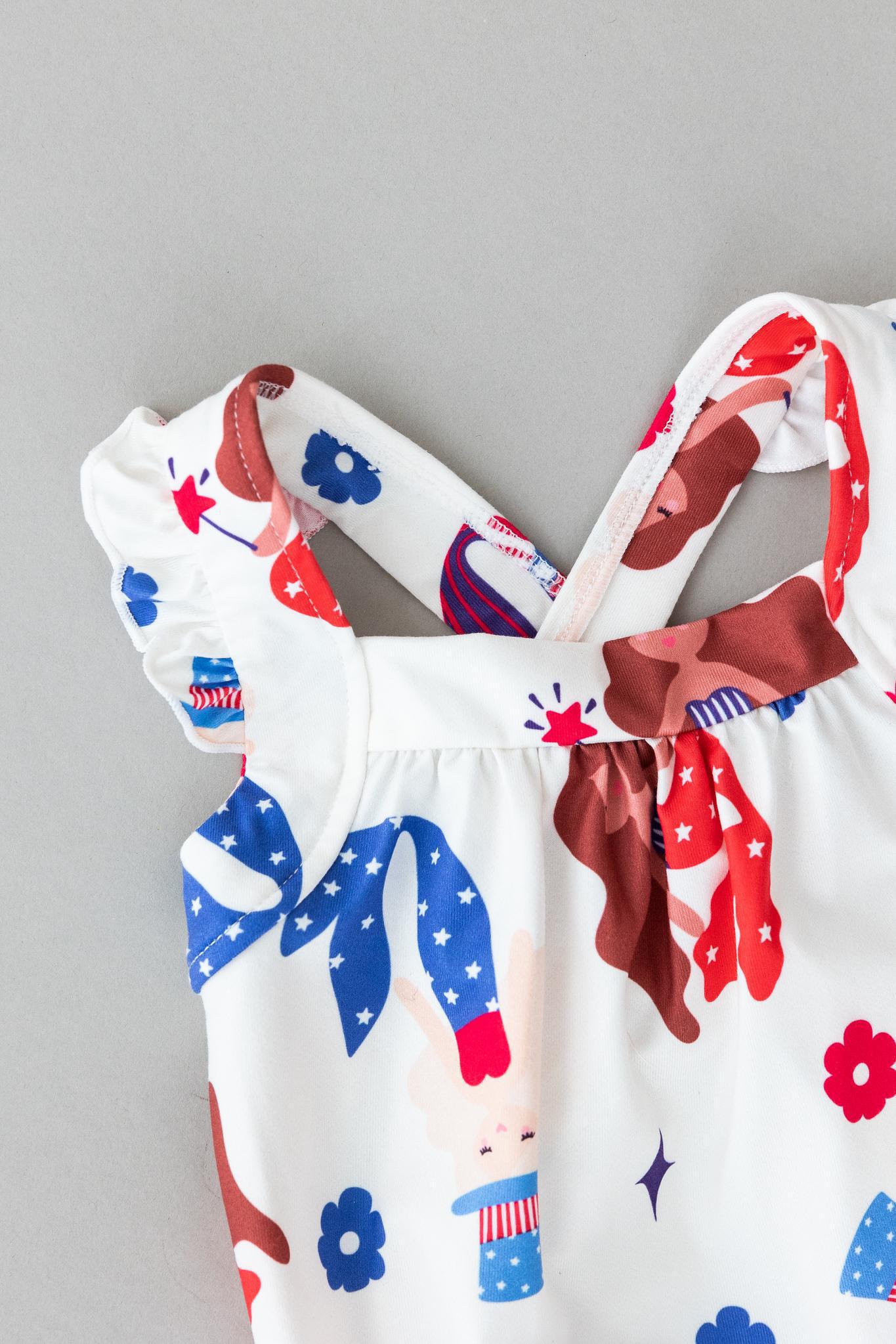 Made In USA Ruffle Cross Back Romper For Girls Summer Mila & Rose ® Everetts Place: Online Boutique
