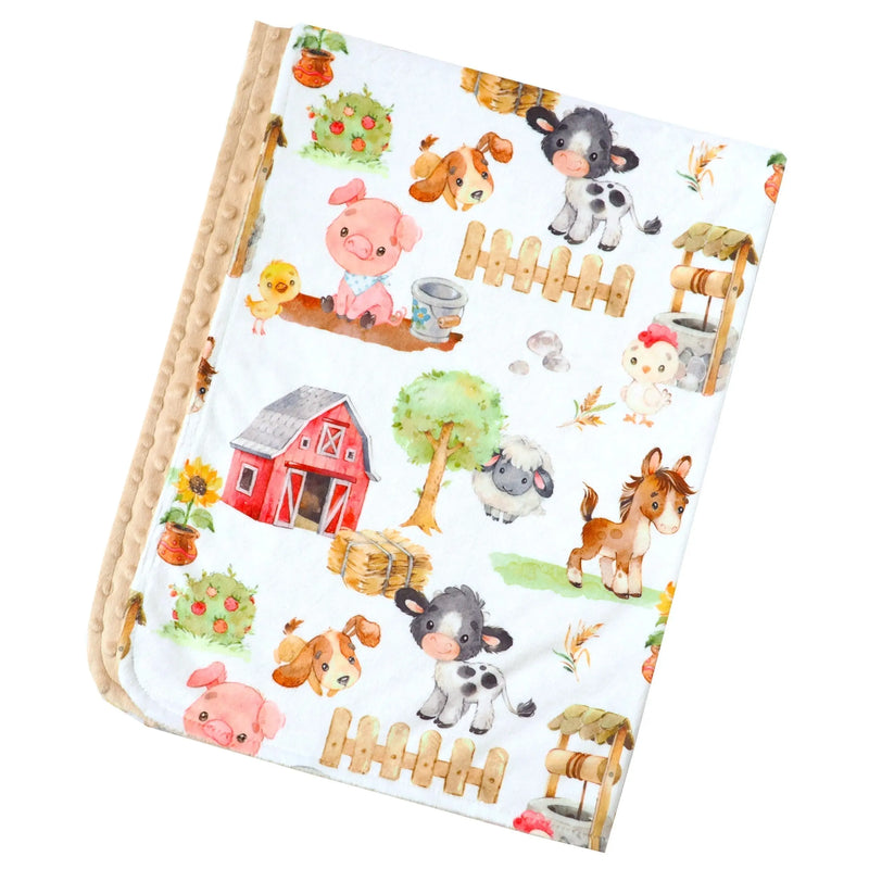 Baby & Toddler Minky Blanket with Farm Animals Pattern