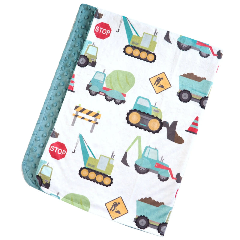 Baby & Toddler Minky Blanket with Construction Trucks Pattern