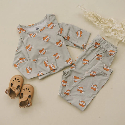 Little Joy Co. Mama Tattoo Hearts 2 Piece Bamboo Pajamas Set For Women - Apparel & Accessories > Clothing > Baby & Toddler Clothing > Baby & Toddler Sleepwear