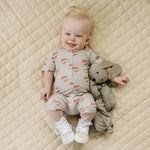 Little Joy Co. Mama Tattoo Hearts Bamboo Henley Romper for Babies - Apparel & Accessories > Clothing > Baby & Toddler Clothing > Baby One-Pieces
