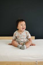 Little Joy Co. Mama Tattoo Hearts Bamboo Henley Romper for Babies - Apparel & Accessories > Clothing > Baby & Toddler Clothing > Baby One-Pieces