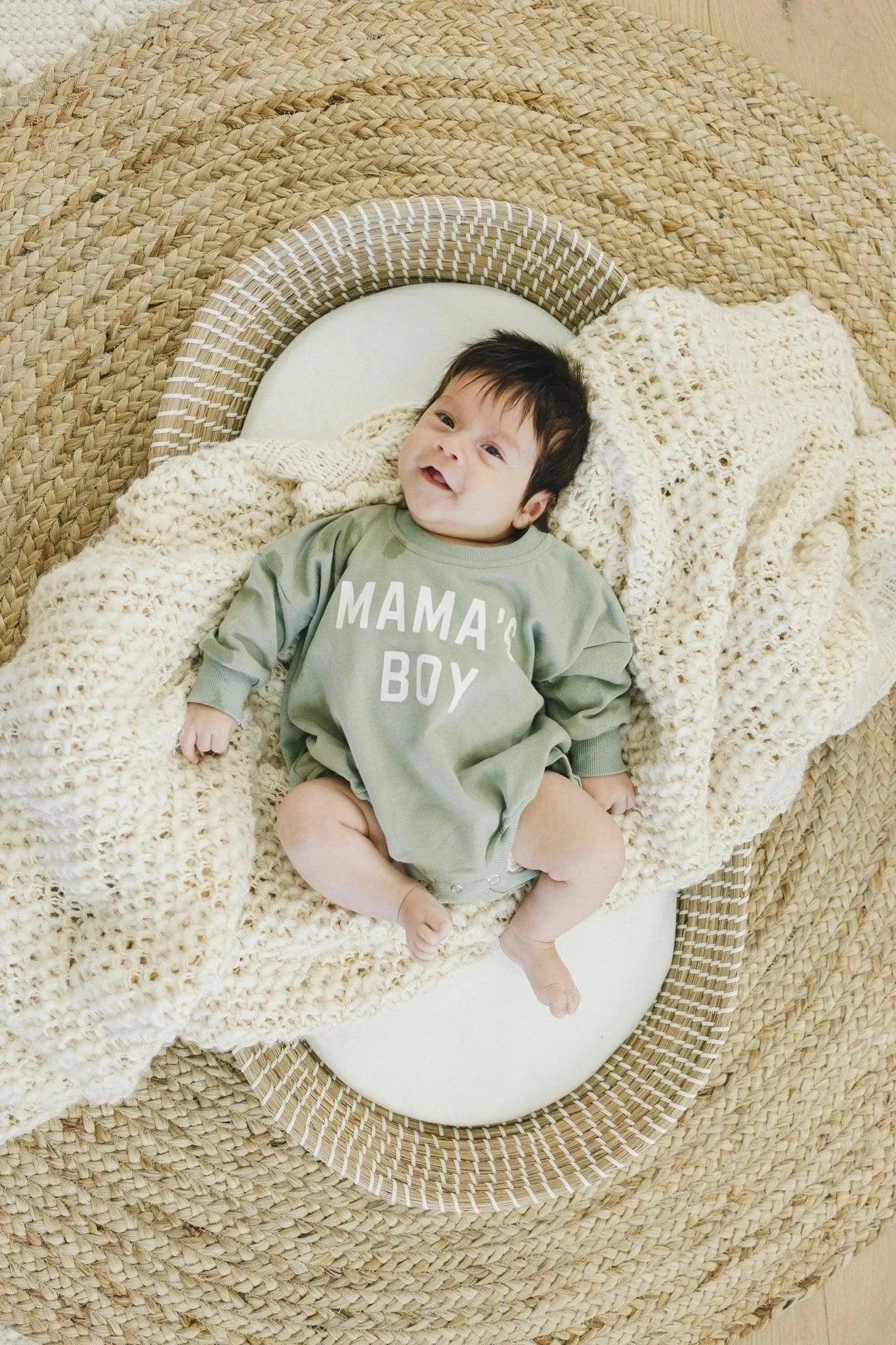 Mama's Boy Oversized Sweatshirt Romper With Snaps At Crotch Little Joy Co. Everetts Place: Online Boutique