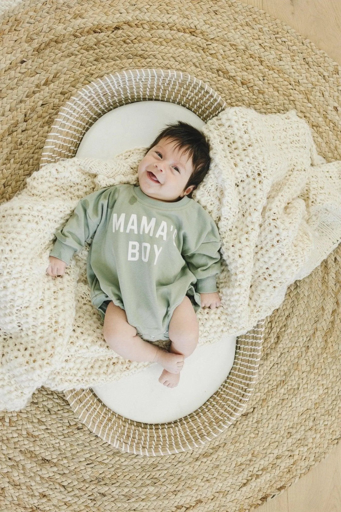 Mama's Boy Oversized Sweatshirt Romper With Snaps At Crotch Little Joy Co. Everetts Place: Online Boutique